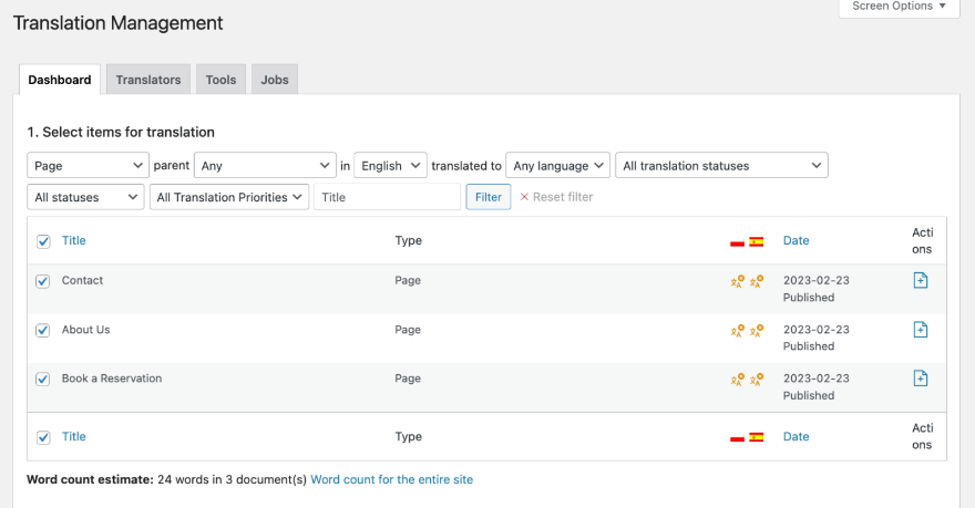 WPML-Dashboard