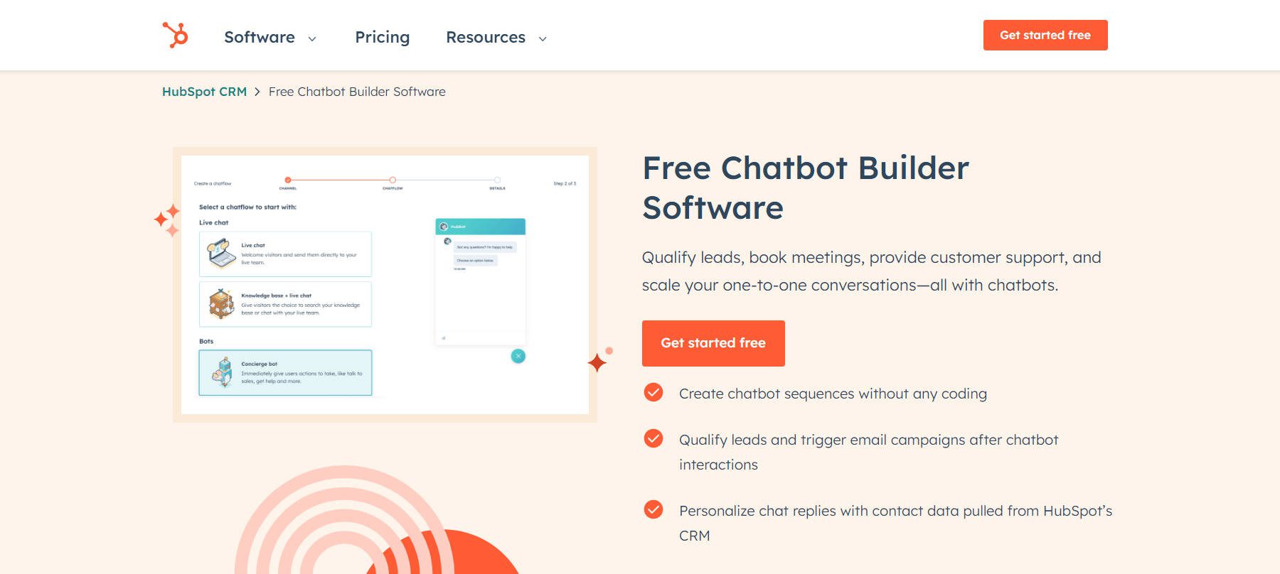 Hubspot - หน้า Landing Page ของ Chatbot เดือนสิงหาคม 2023