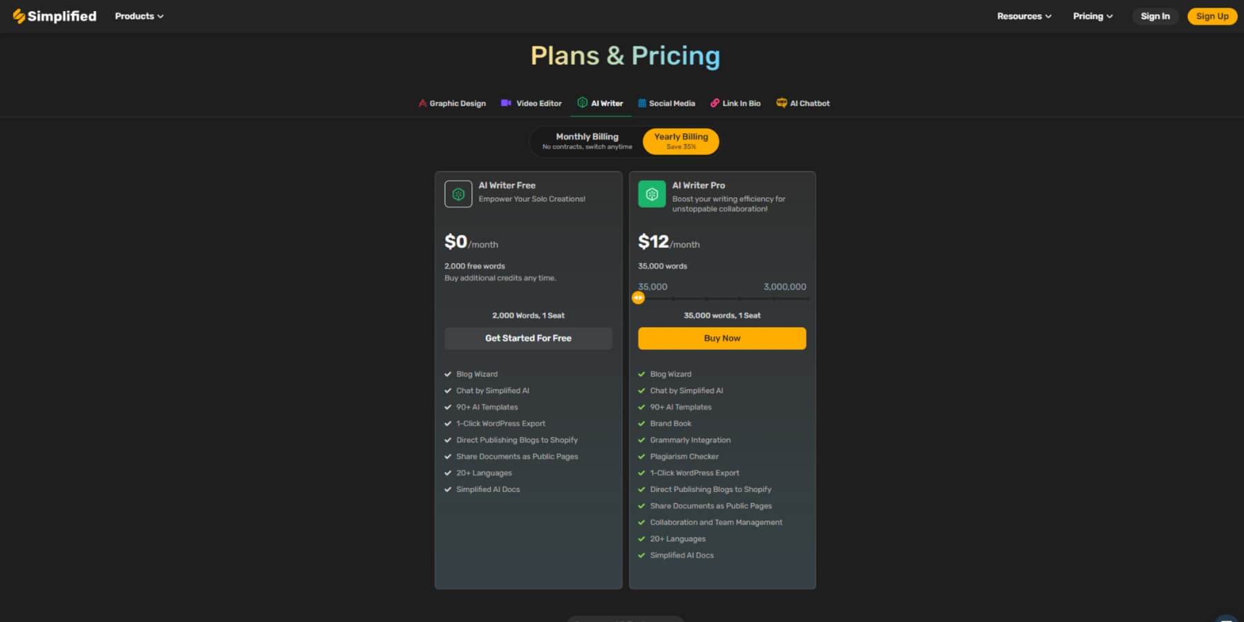 ภาพหน้าจอของ Plans นักเขียน AI ของตัวย่อ