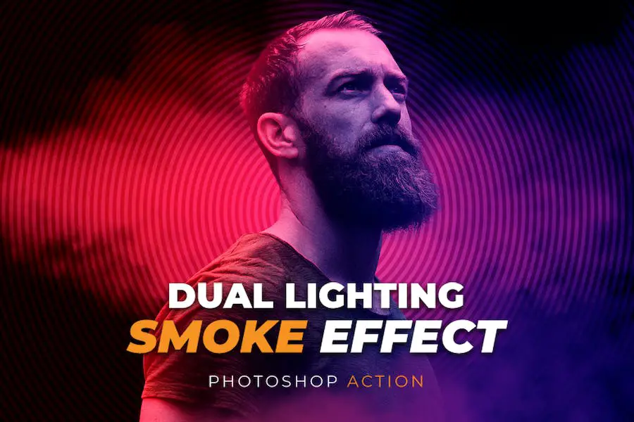 Acción de Photoshop con efecto de humo de iluminación dual -