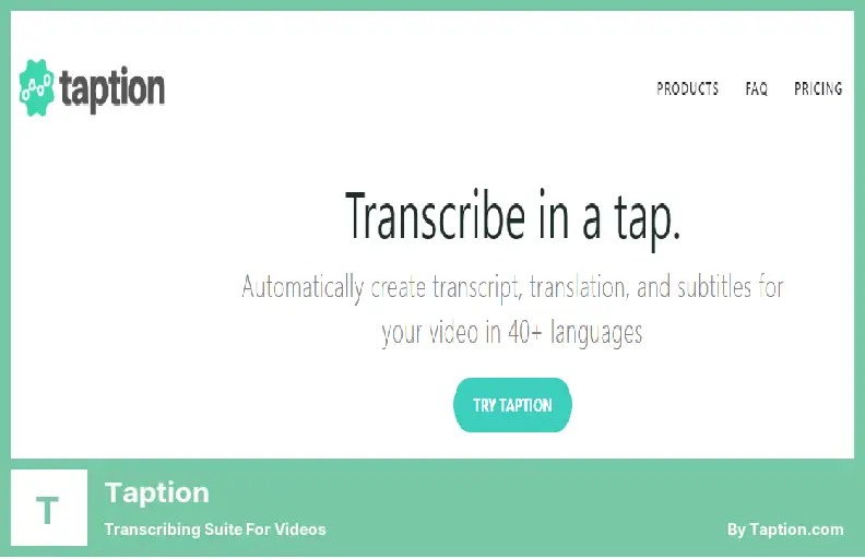 Taption - Suită de transcriere pentru videoclipuri