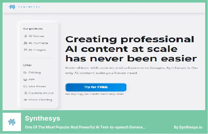 Synthesys - Salah Satu Generator Ai Text-to-speech Paling Populer dan Kuat