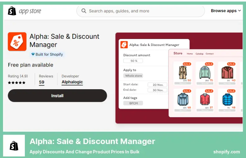 Alpha: Sale & Discount Manager – Rabatte anwenden und Produktpreise in großen Mengen ändern