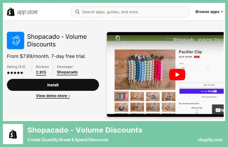 Shopacado - Descuentos por volumen - Crear descuentos por cantidad y gastos