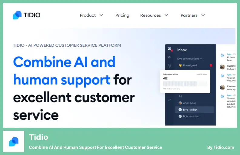 Tidio - 結合人工智慧和人工支持，提供卓越的客戶服務