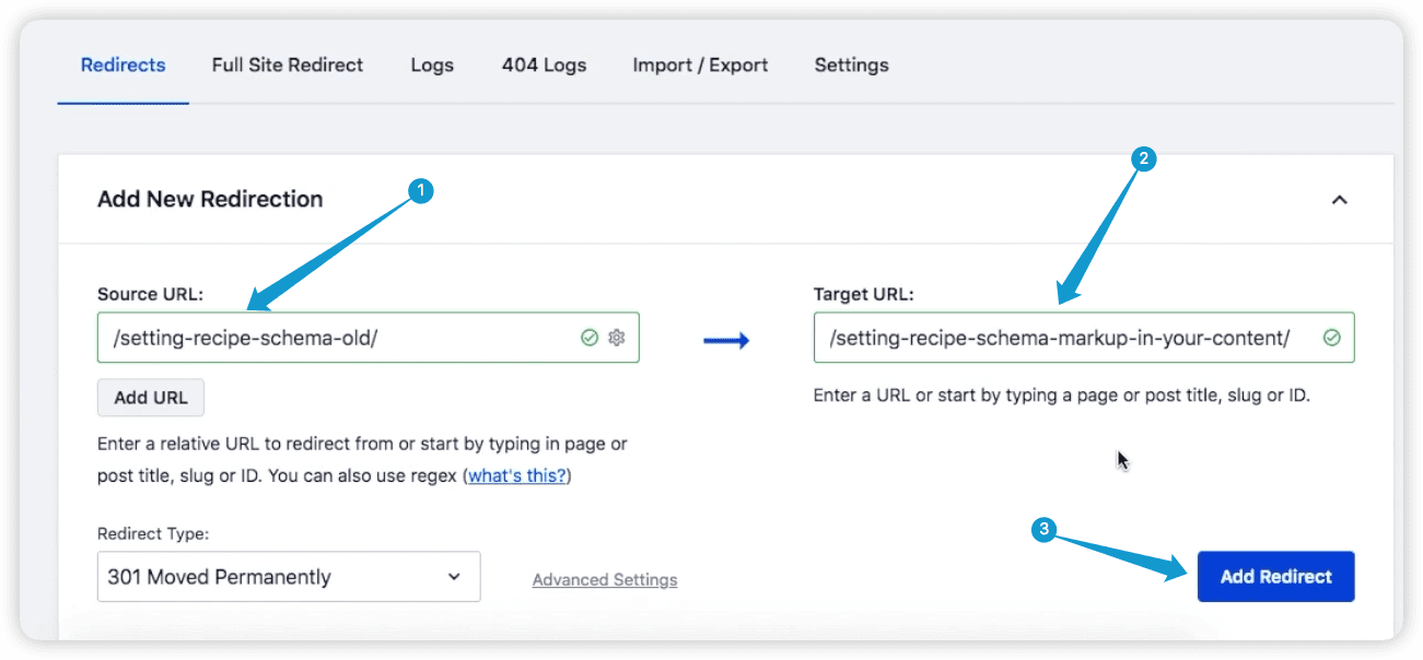 Ajouter un nouveau lien de redirection