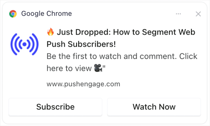 Nova notificação push de alerta de vídeo