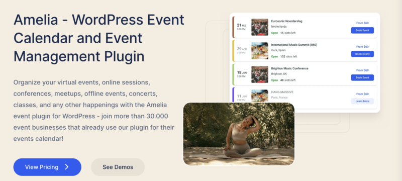 Screenshot del plug -in di gestione degli eventi di Amelia