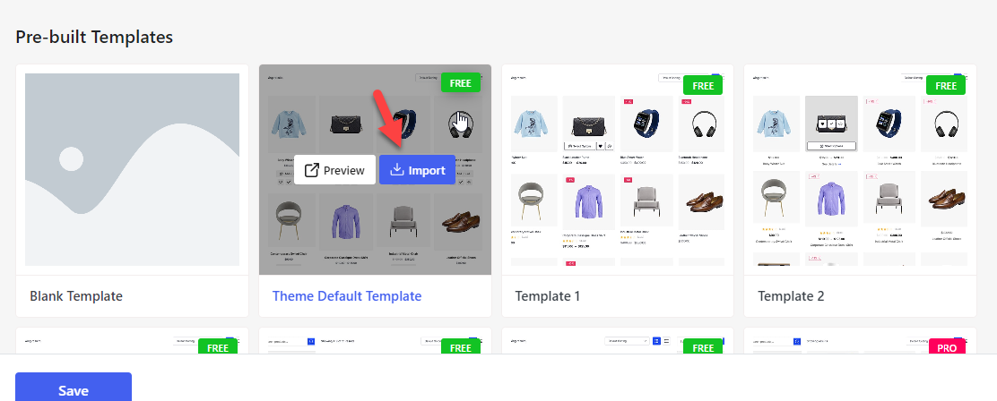 impor template - Edit Halaman Produk WooCommerce