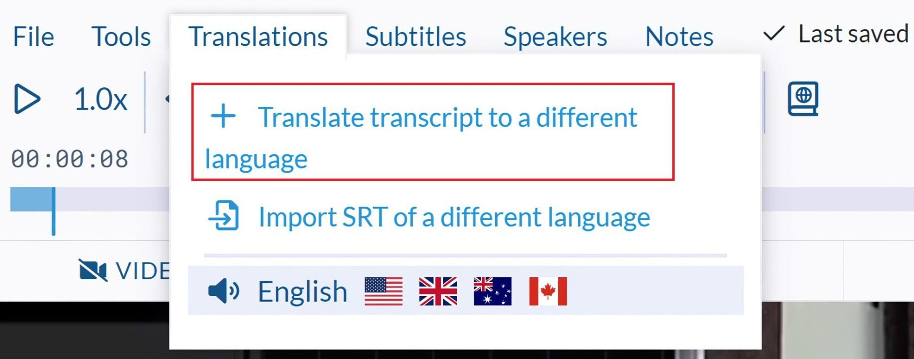 使用 Sonix 翻译文字记录