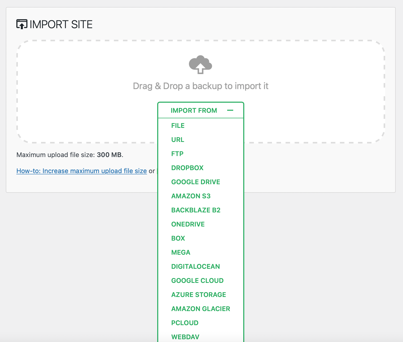 Все в одном импорте WP Migration.