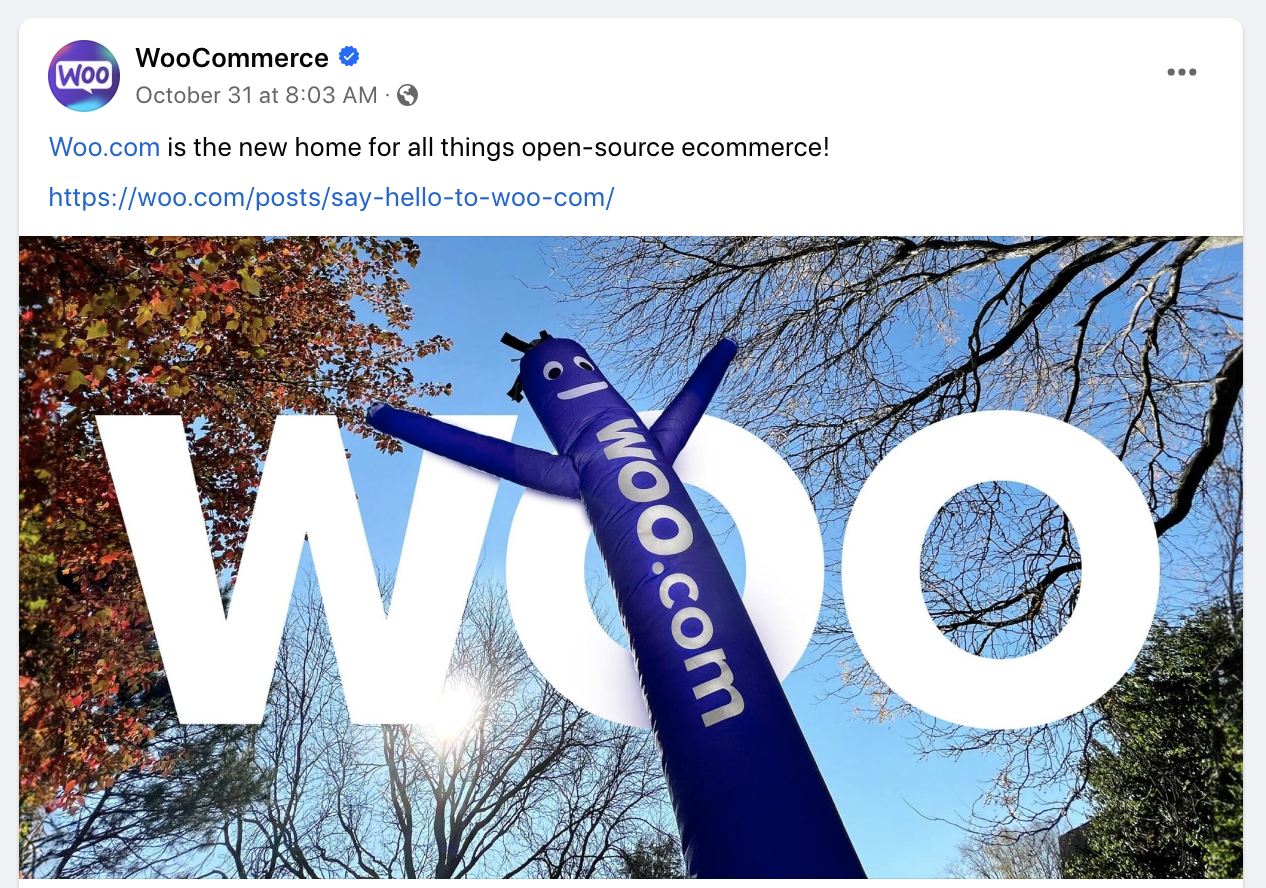 postagem engraçada nas redes sociais do WooCommerce