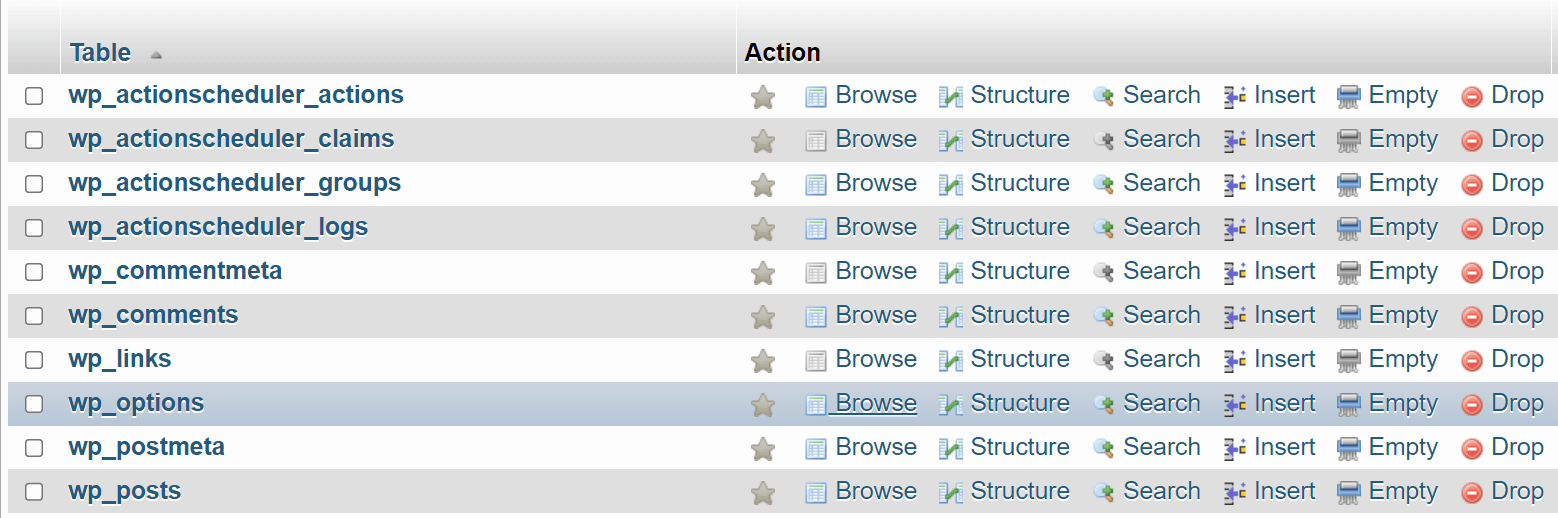 Die wp-options-Tabelle.