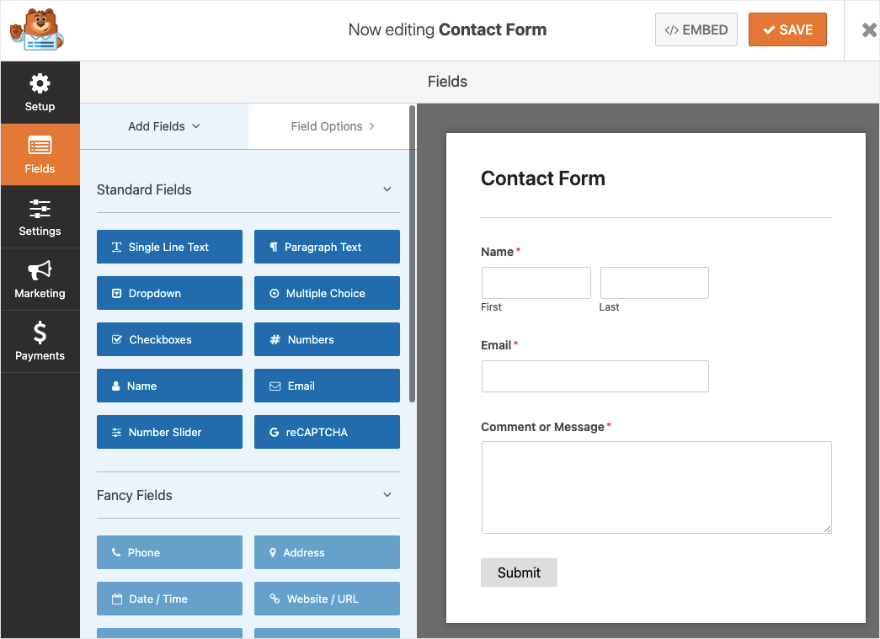 WPForms 拖放編輯器