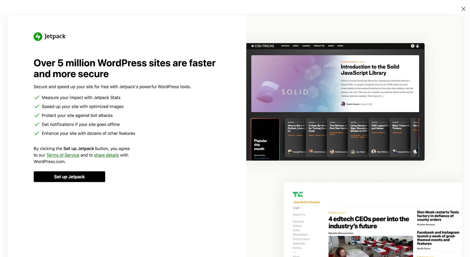 Instal dan aktifkan Jetpack. Anda dapat menginstal Jetpack dari dashboard WordPress Anda.