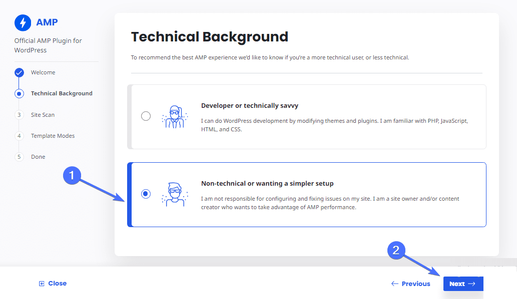 Página de antecedentes técnicos