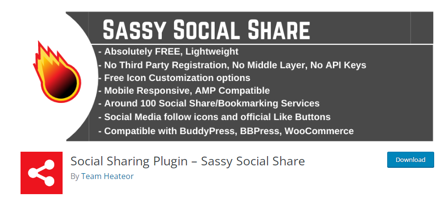 Plug-in de compartilhamento social Sassy