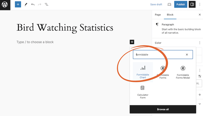 Comment ajouter un graphique à WordPress avec le bloc Graphique de Formidable Forms