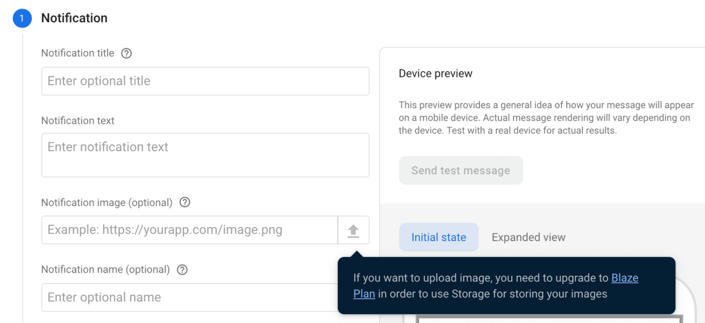 Instrument de creare a notificărilor Firebase