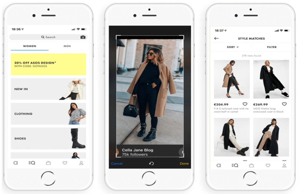 Esta é uma captura de tela do recurso StyleMatch do ASOS.