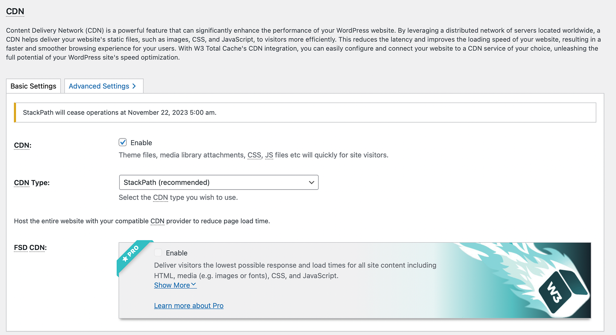 Integrare W3 Total Cache CDN.