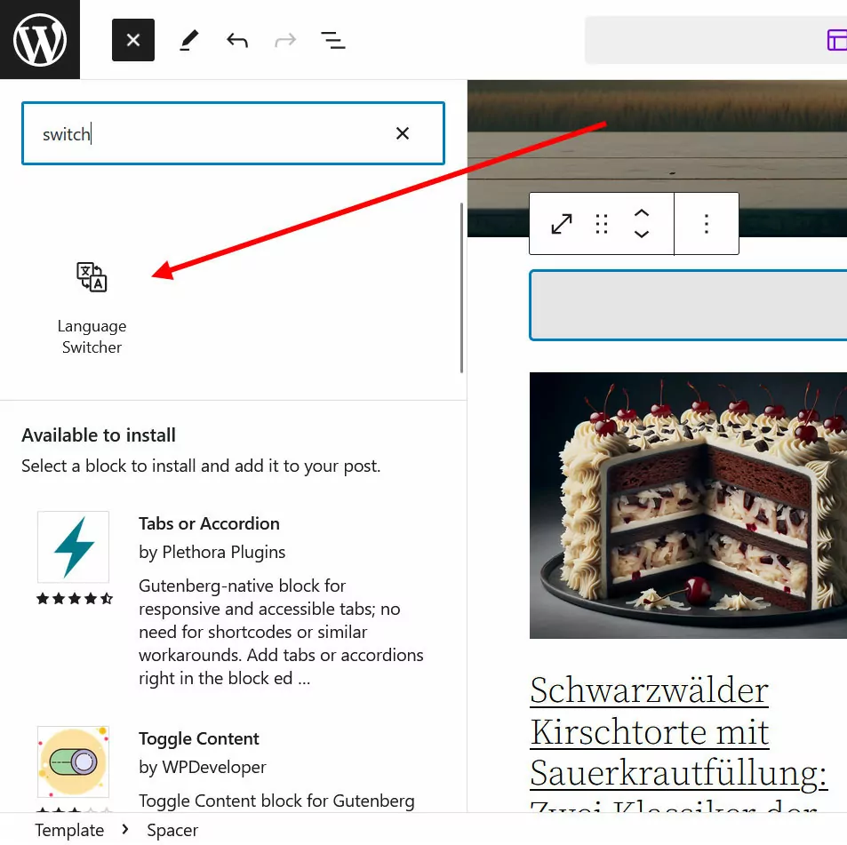 Translatepress-Sprachumschalterblock