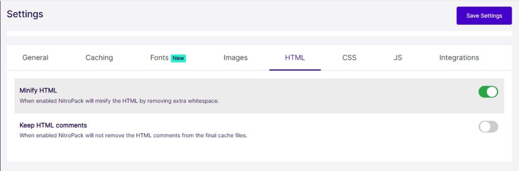 การเพิ่มประสิทธิภาพ HTML ของ NitroPack