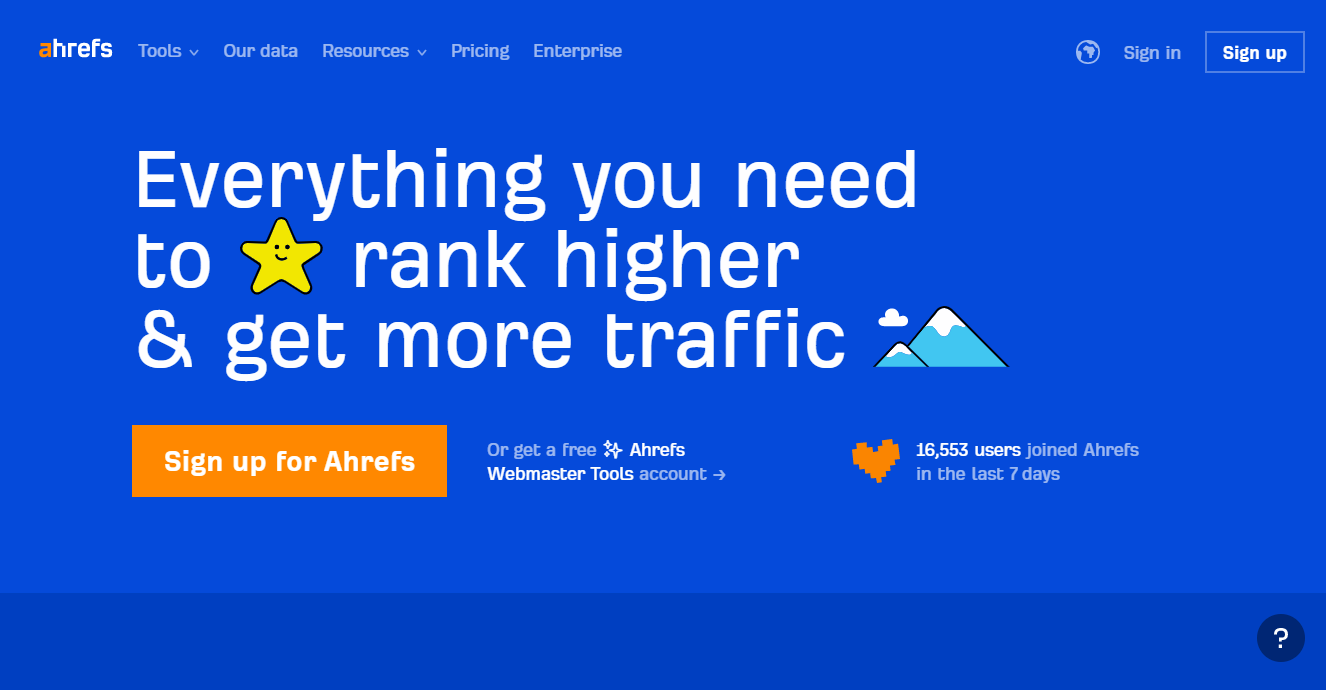 Ahrefs 首頁。