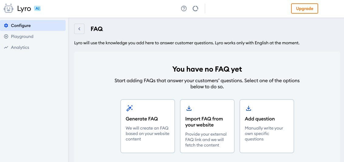 Lyro AI に FAQ を追加