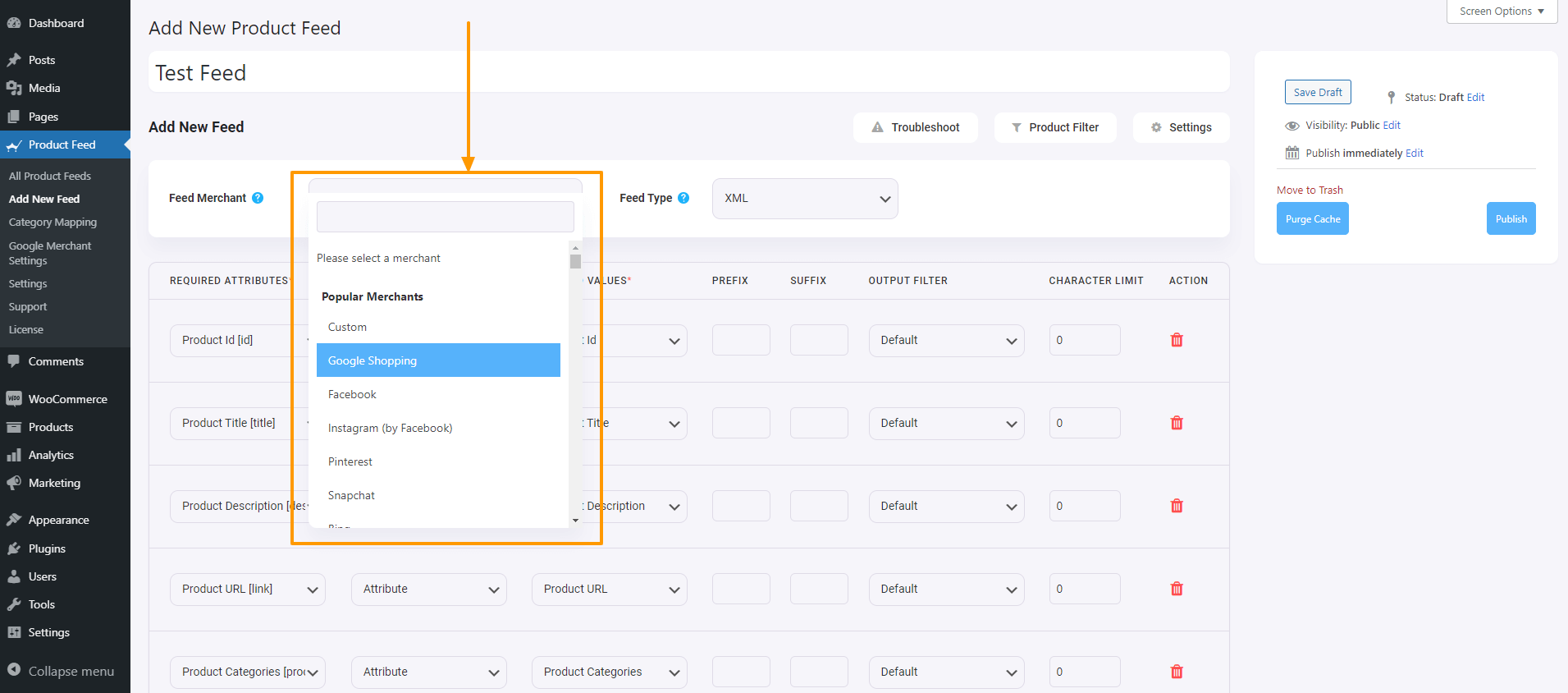 Lista suspensa do fabricante