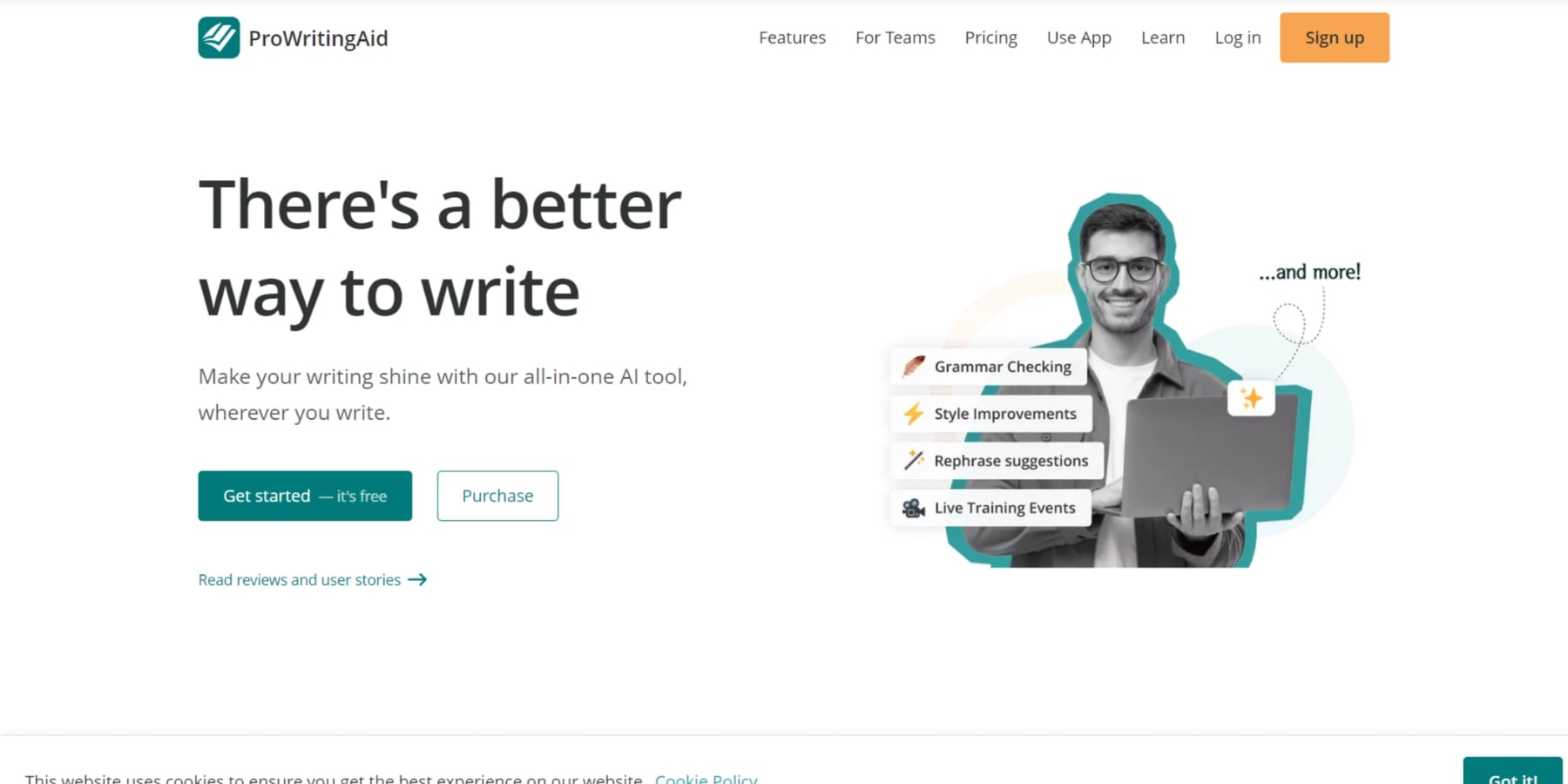 Uno screenshot della home page di ProWritingAid