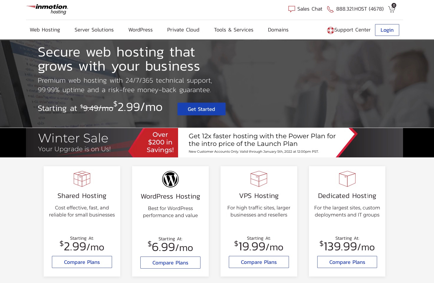 Shared Hosting von InMotion Hosting.