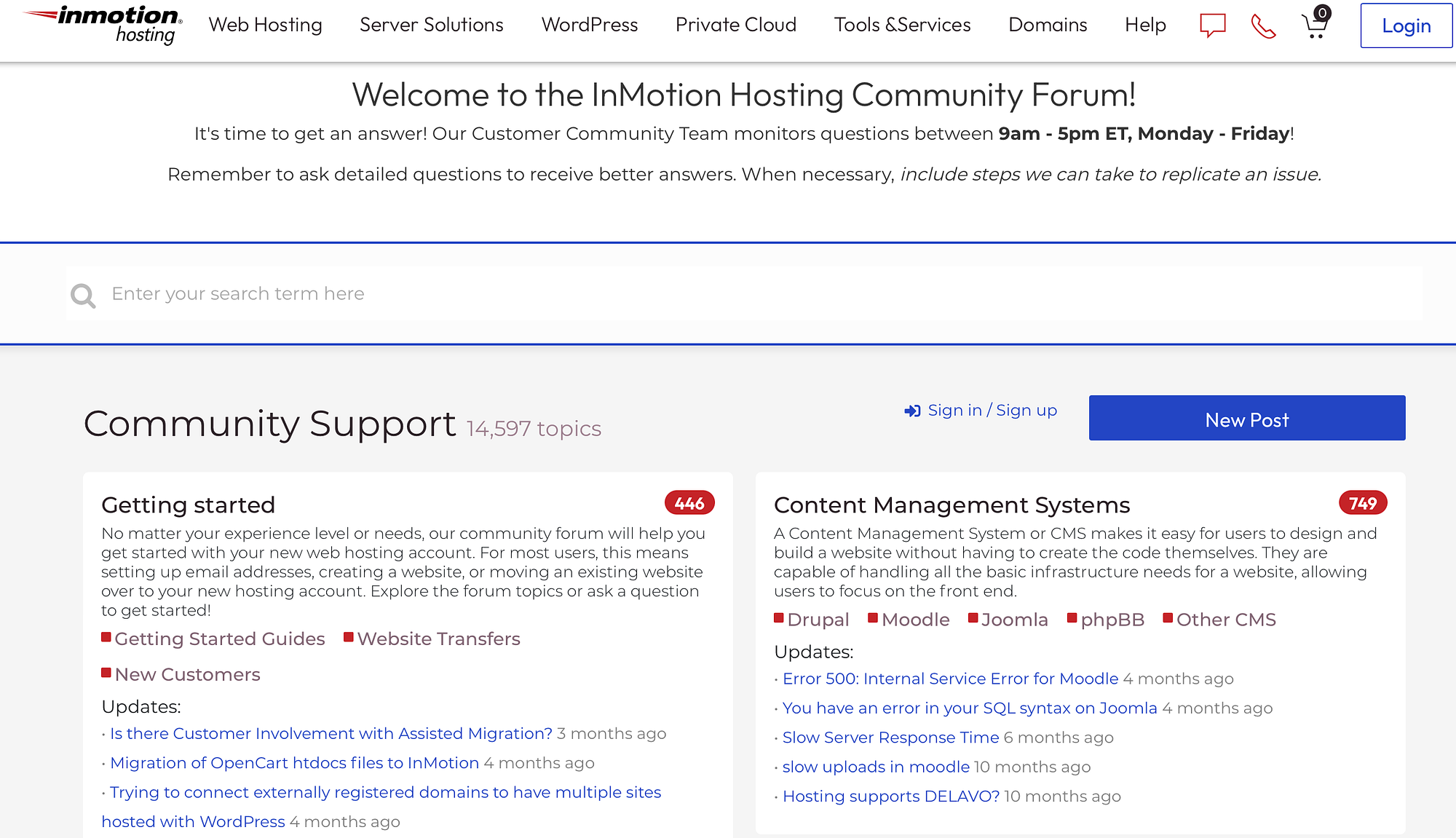 InMotion Hosting-Rezension: Kundensupport.