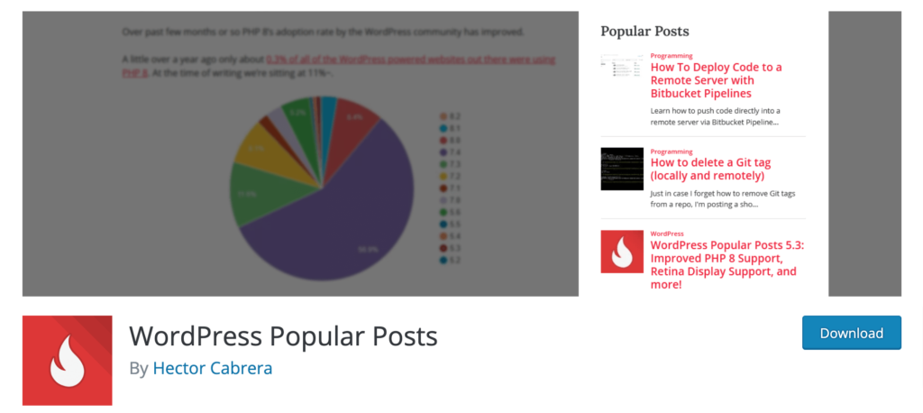 Questo è uno screenshot del plugin WordPress Popular Post