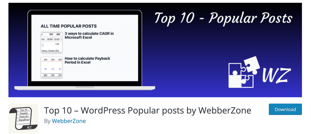 Это скриншот плагина Top 10 Popular Posts.