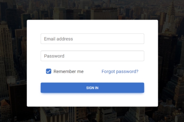 Login cover template code helper