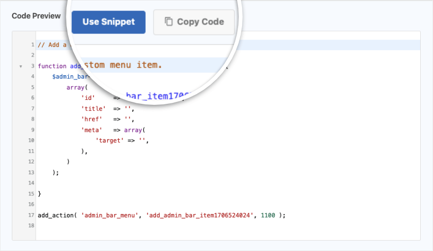 การแสดงตัวอย่างโค้ดรหัส WP