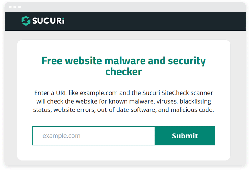 ภาพหน้าจอของหน้าตัวตรวจสอบความปลอดภัยของ Sucuri