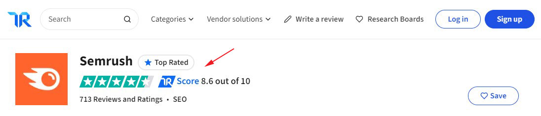 Avaliação do usuário Semrush no TrustRadius