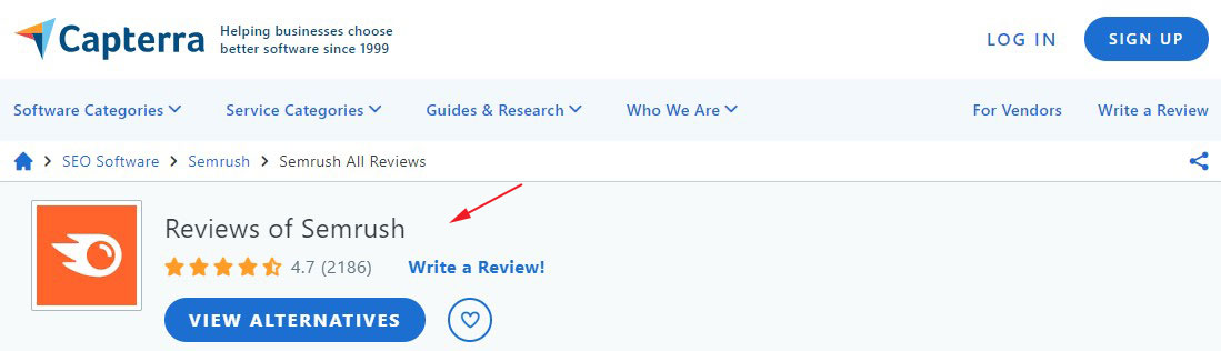 Capterra に関する Semrush ユーザー レビュー