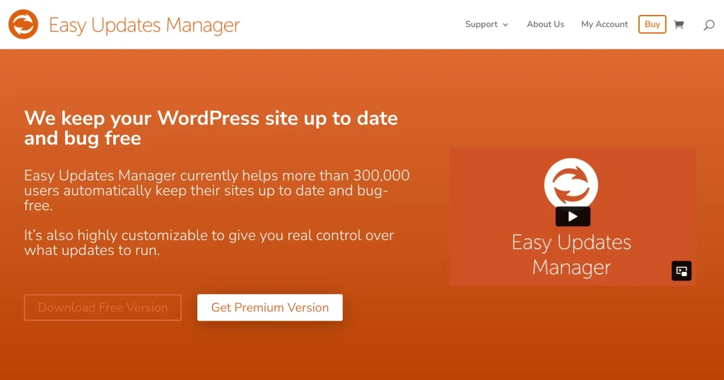 screenshot della home page di Easy Updates Manager dove puoi installare il plugin e aggiornare automaticamente i tuoi temi e plugin WordPress