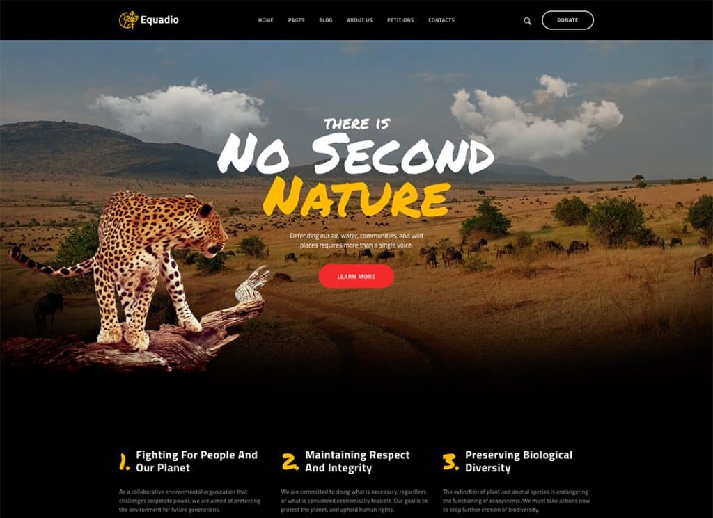 Equadio - Tema de WordPress ambiental y sin fines de lucro