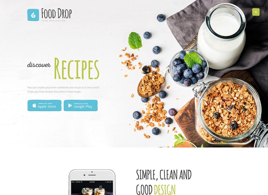 Food Drop — тема WordPress для мобильного приложения для заказа и доставки еды