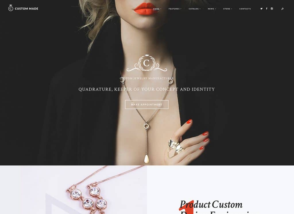 Custom Made – Thème WordPress pour fabricant et magasin de bijoux