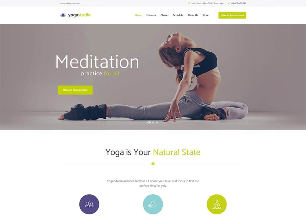 WordPress-Theme für Yogastudio, Fitnessstudio und Gesundheitswesen