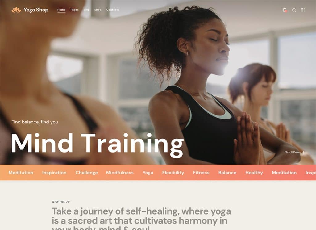 Yoga Shop - 瑜珈工作室、健身房和器材店 WordPress 主題