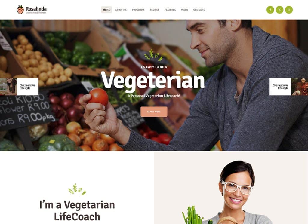 Rosalinda - Temă WordPress pentru blogul pentru sănătate și stil de viață vegetarian