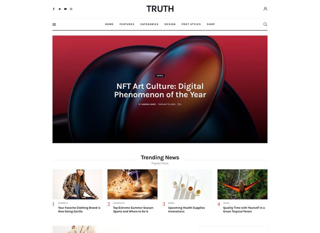 Truth - Thème WordPress du blog Full Site Editing (FSE)