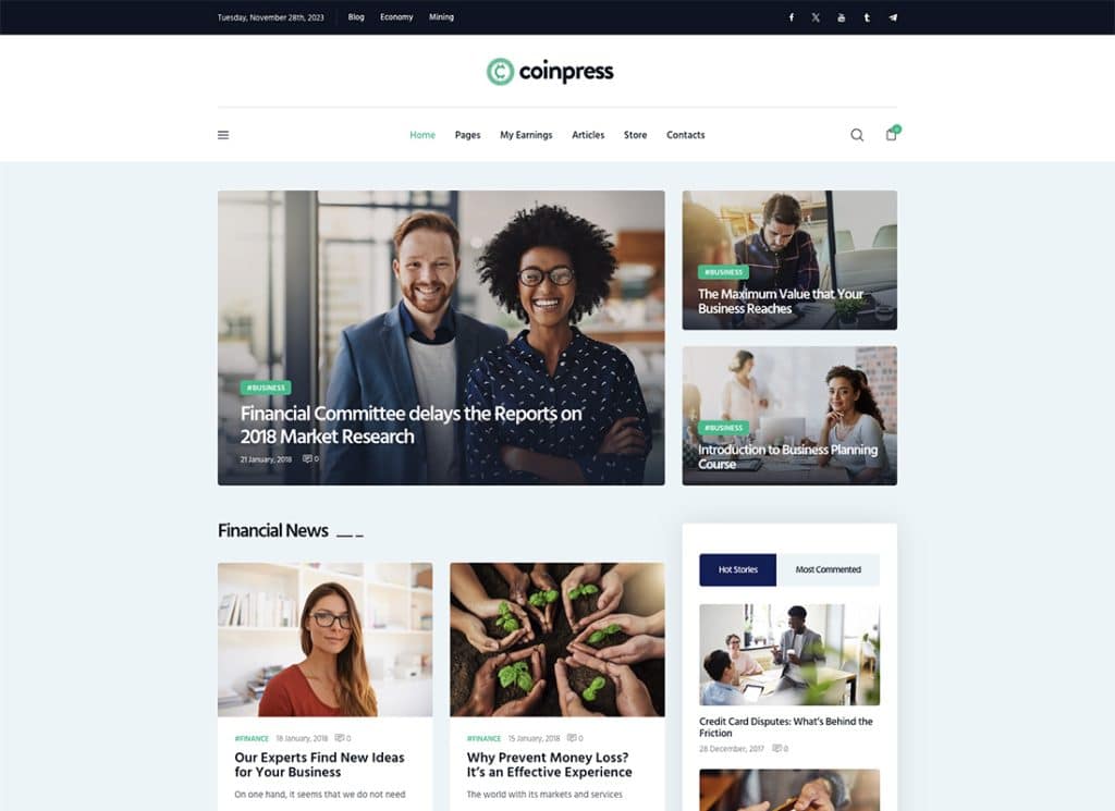 Coinpress - Magazyn i blog o kryptowalutach ICO Motyw WordPress