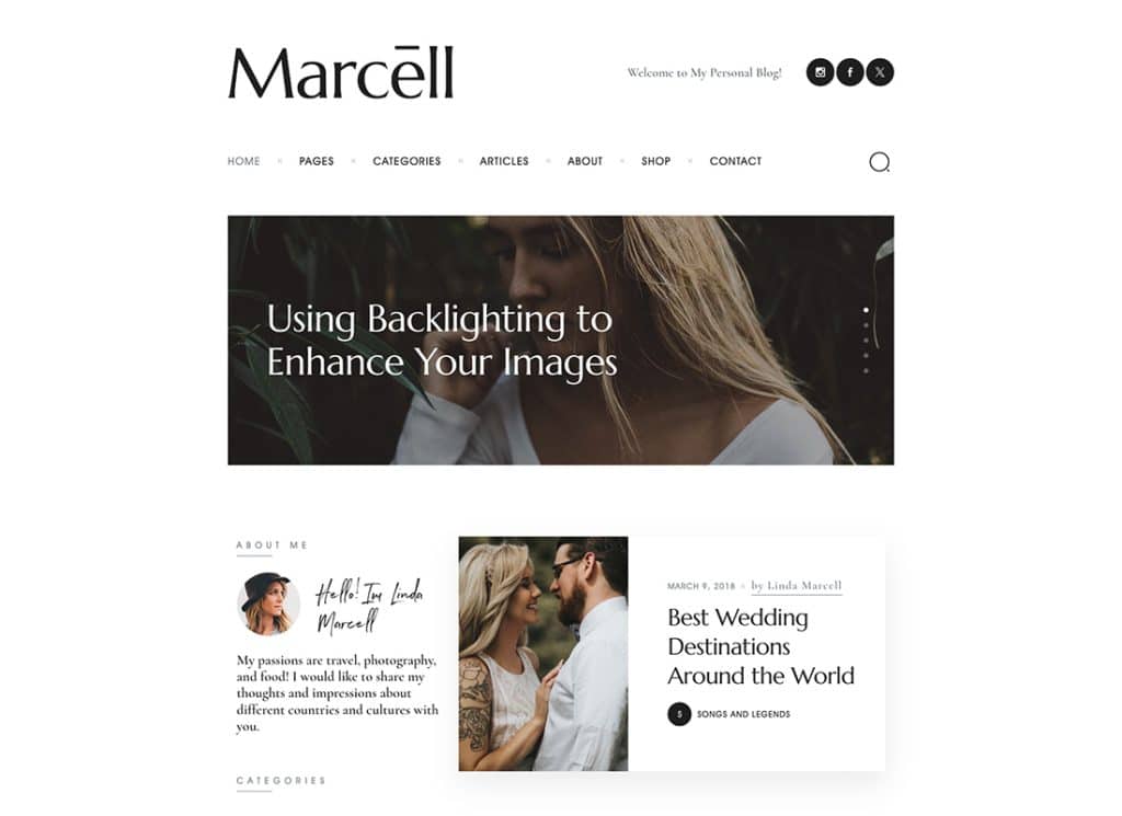 Marcell — motyw WordPress dla osobistego bloga i magazynu Multi-Concept